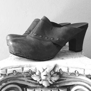 Dansko Brown Wooden Clogs with Studs